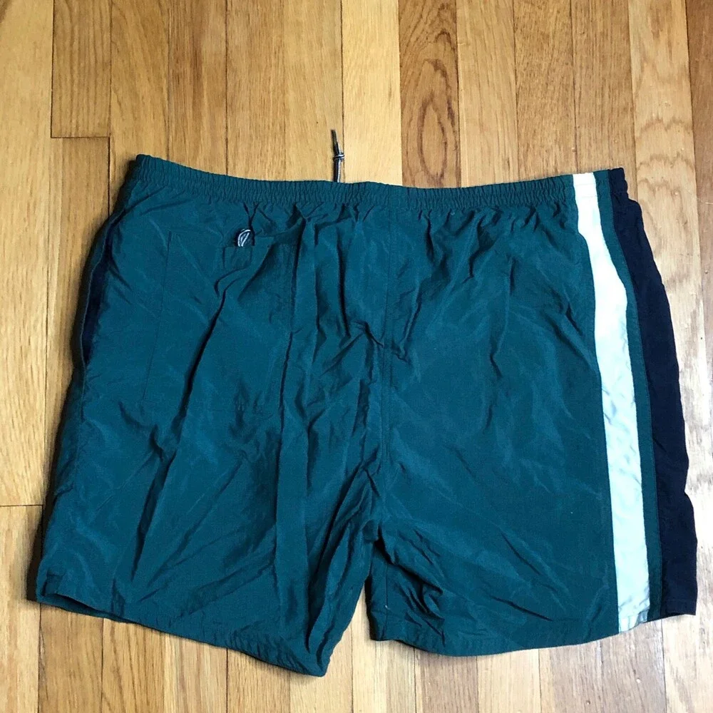Nautica Swim‎ Short Mens Large GreenSwim Trunks Netting Drawstring Polyester